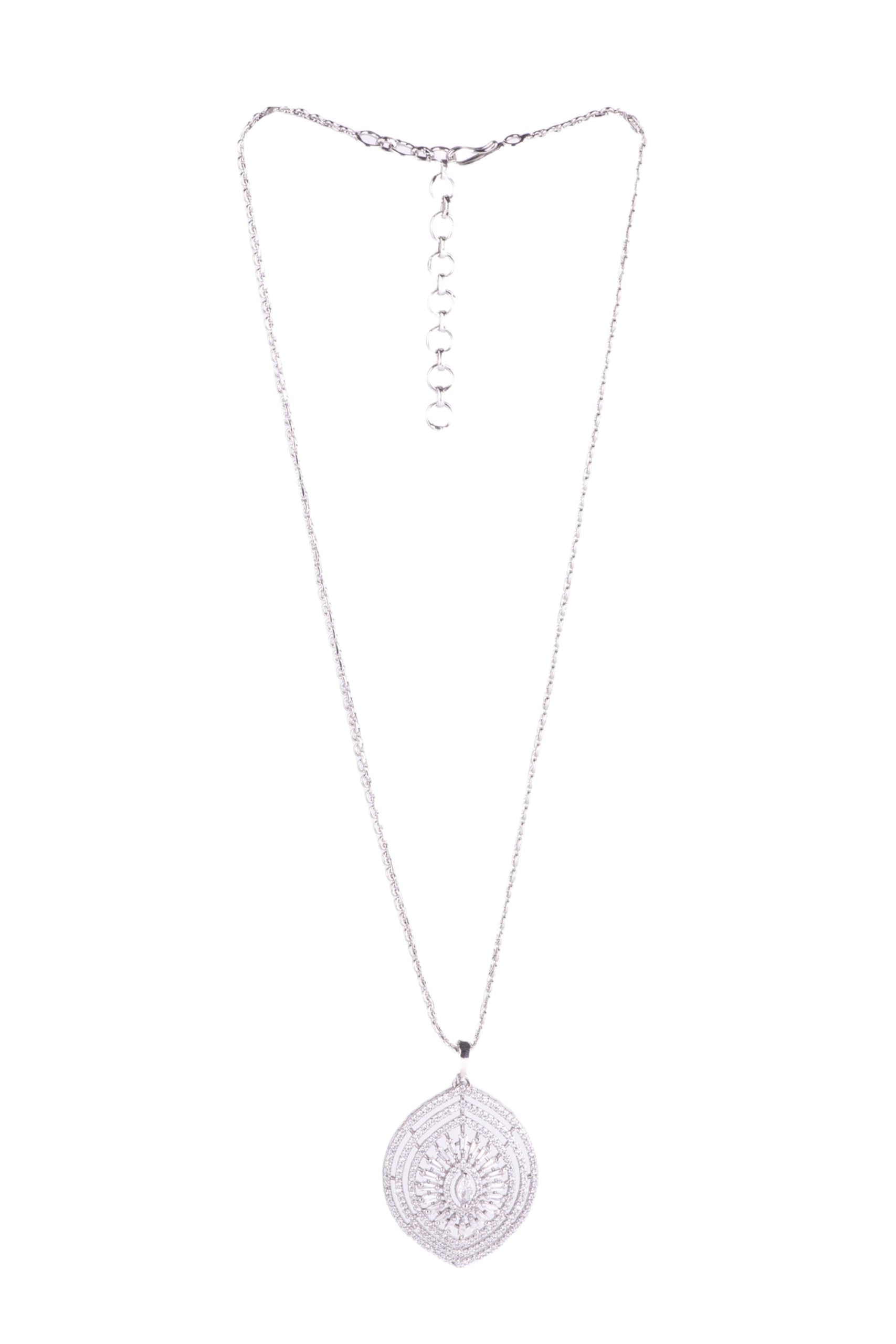 KAYRAH High-polished Brass CZ Stone Pendant Necklace, Stud Earrings and Ring Set for Women and Girls with Matching Earrings with Matching Earrings