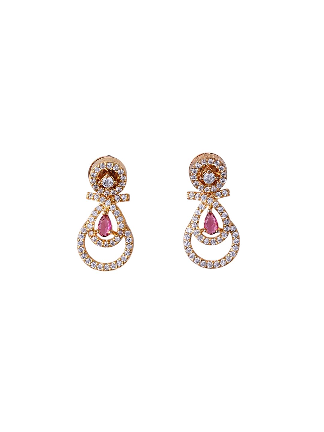 KAYRAH Gold Plated Green Stone Pendant Necklace Set for Women with Matching Earrings with Matching Earrings