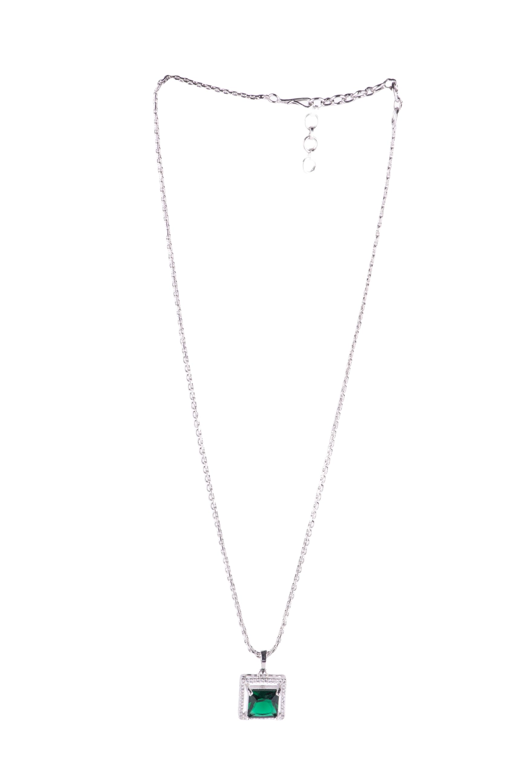 KAYRAH High-polished Brass CZ Stone Pendant Necklace, Stud Earrings and Ring Set for Women and Girls with Matching Earrings with Matching Earrings