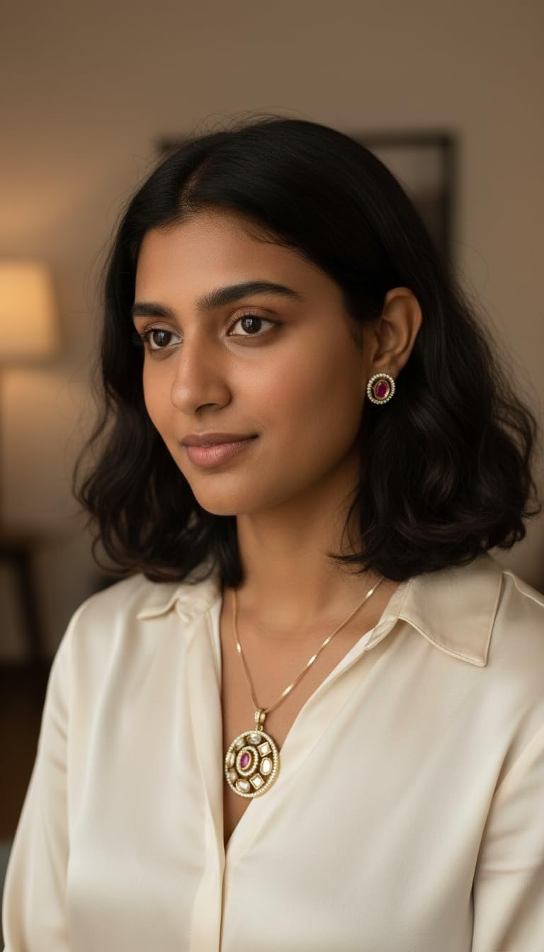 KAYRAH Women Green Brass Material Crafted Kundan Stone Studed Necklace with Earrings with Matching Earrings with Matching Earrings