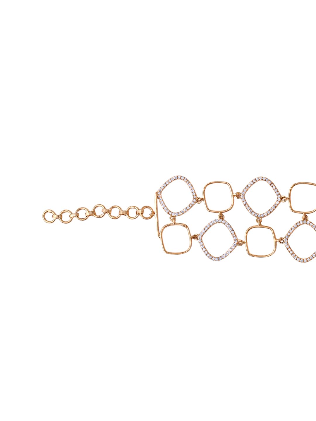 KAYRAH Gold Plated Square Crystal Link Bracelet for Women Stylish Fashion Jewellery