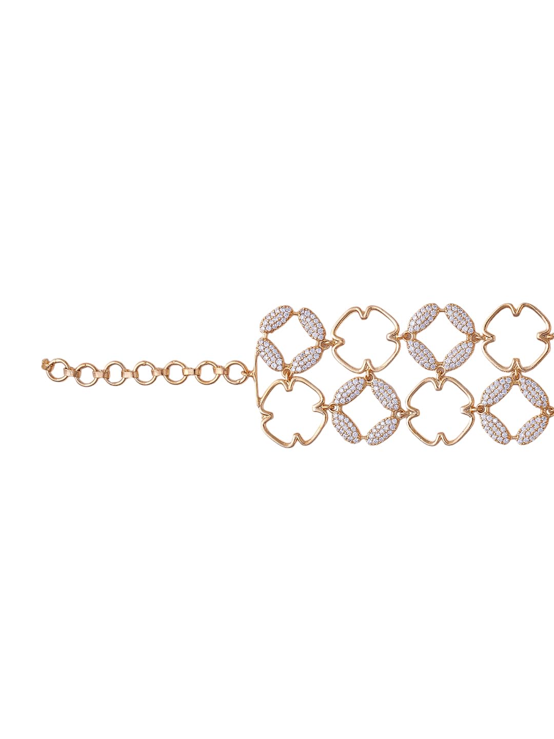 KAYRAH Gold Plated Clover Crystal Bracelet for Women Stylish Fashion Jewellery