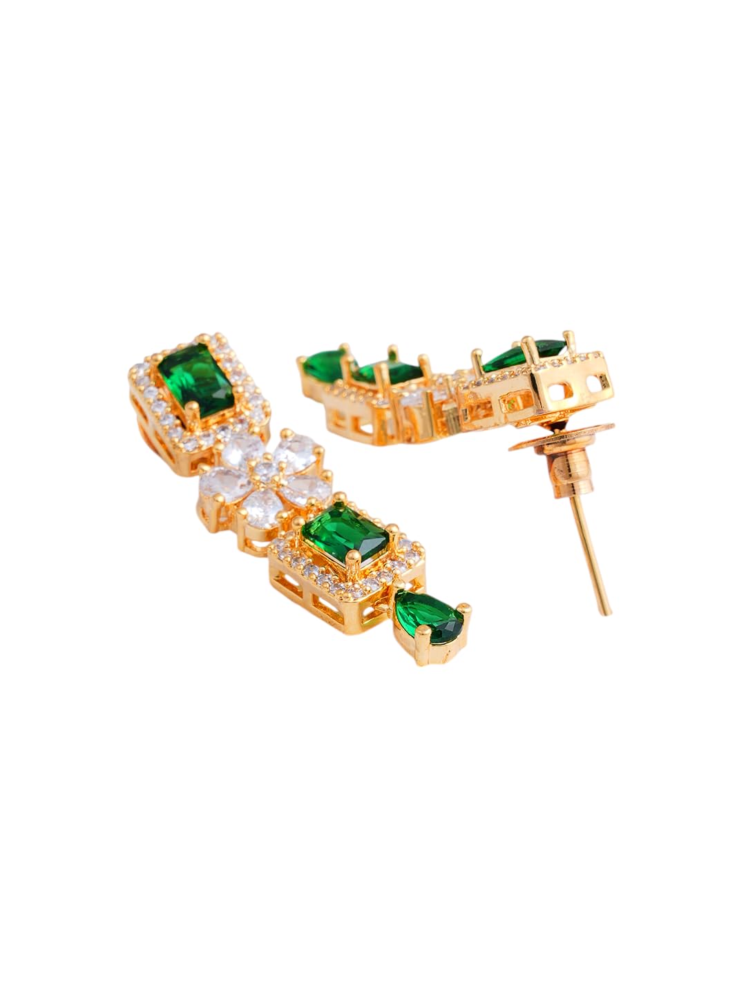KAYRAH Gold Plated Green Stone Necklace Set for Women Stylish with Matching Earrings with Matching Earrings