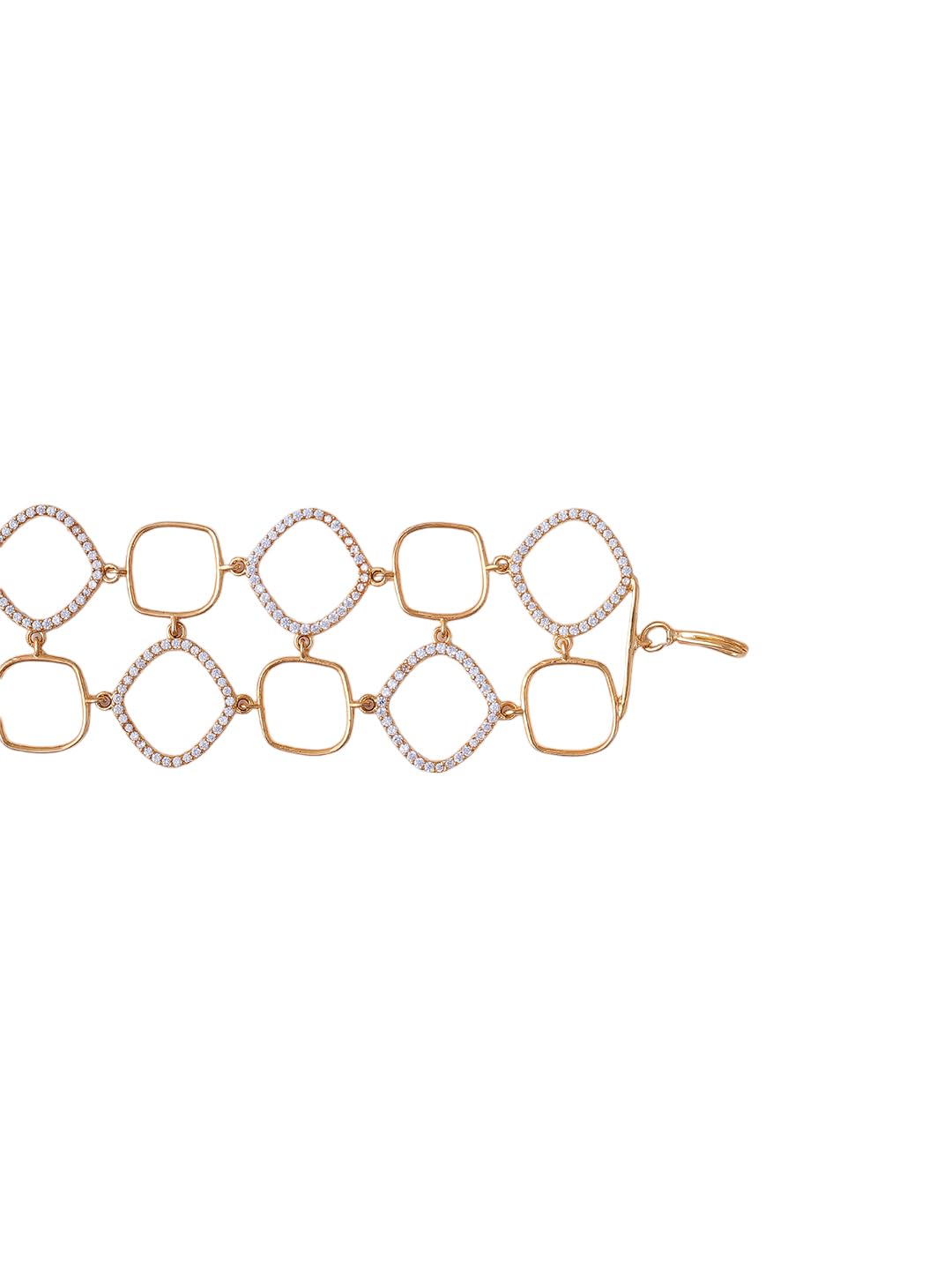 KAYRAH Gold Plated Square Crystal Link Bracelet for Women Stylish Fashion Jewellery