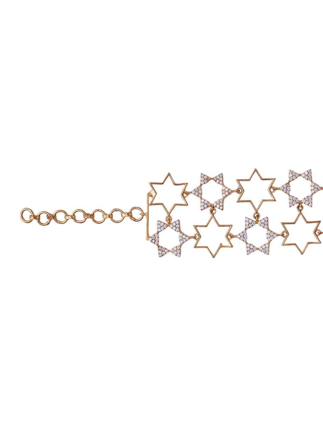 KAYRAH Gold Plated Star Crystal Link Bracelet for Women Stylish Fashion Jewellery