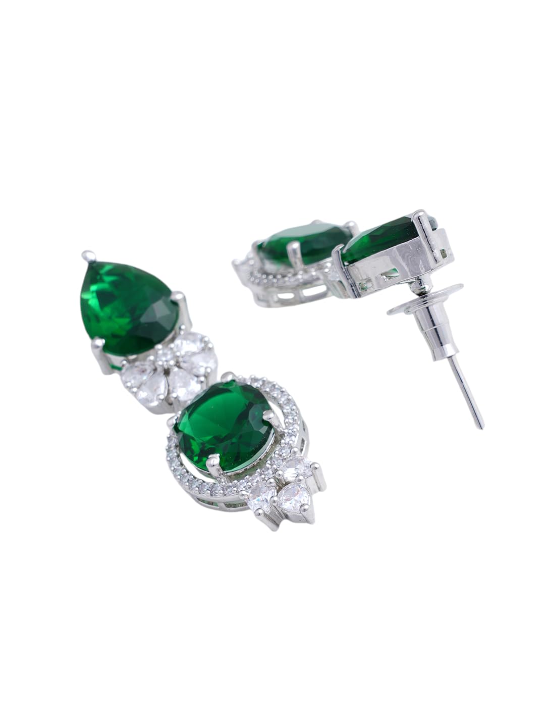 KAYRAH Gold Plated Green Stone Necklace Set for Women Stylish with Matching Earrings with Matching Earrings