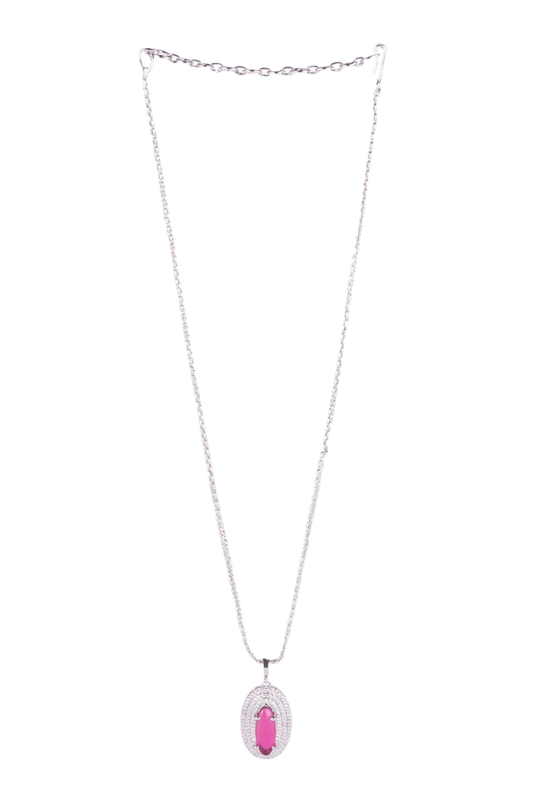 KAYRAH High-polished Brass CZ Stone Pendant Necklace, Stud Earrings and Ring Set for Women and Girls with Matching Earrings with Matching Earrings