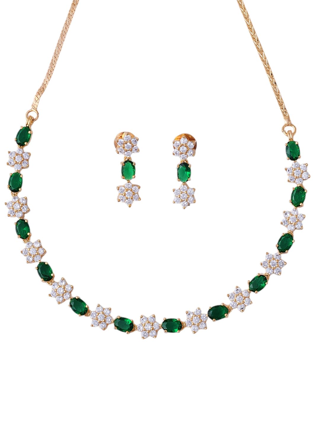 KAYRAH Gold Plated Pink Stone Necklace Set for Women Stylish with Matching Earrings with Matching Earrings