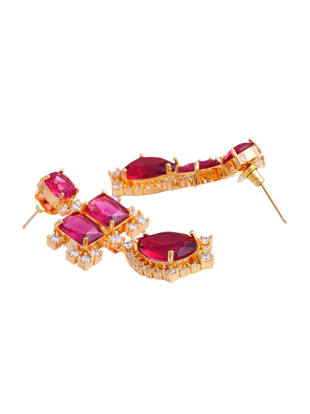 KAYRAH Gold Plated Green Stone Necklace Set for Women with Matching Earrings with Matching Earrings
