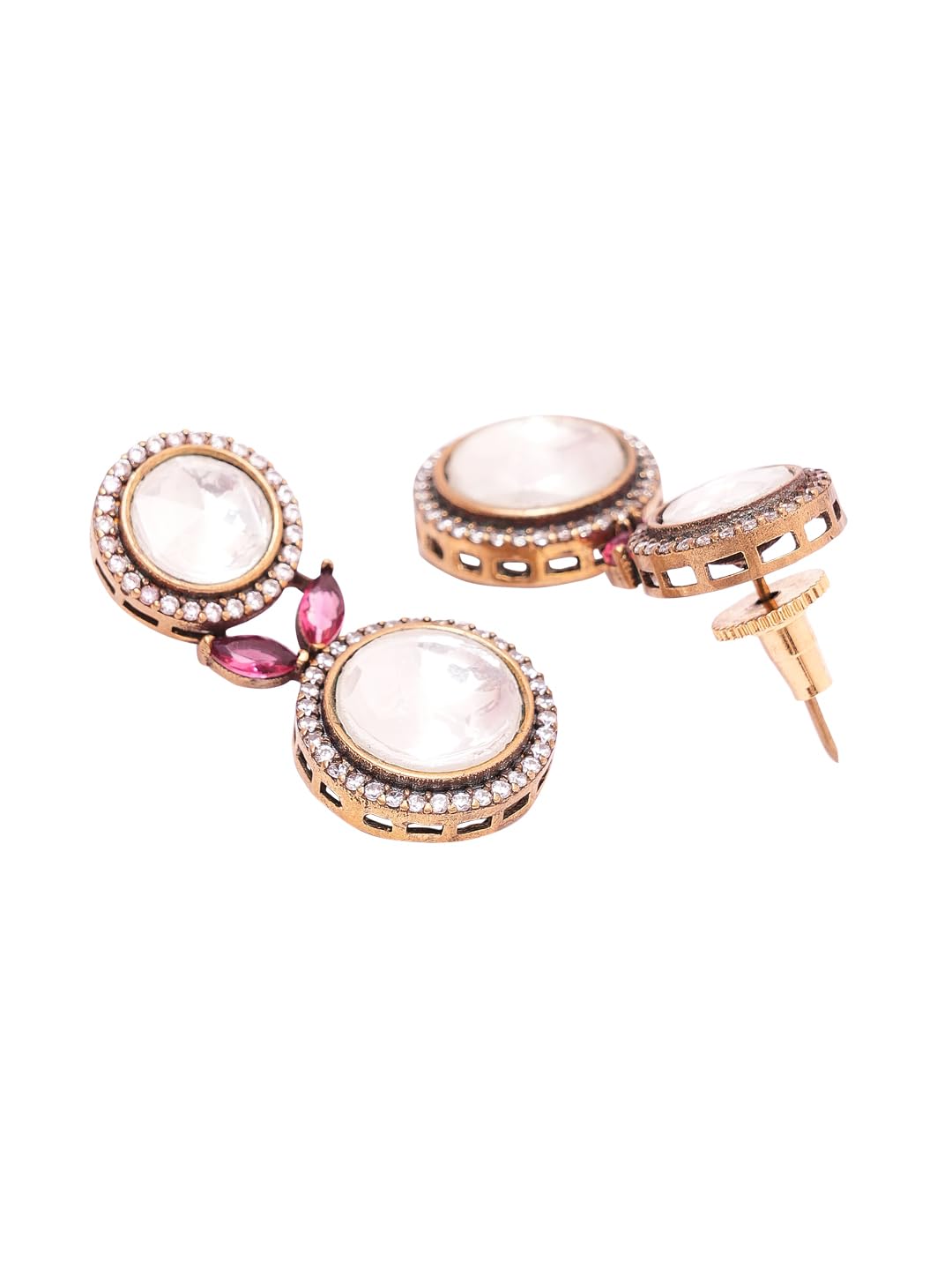 KAYRAH Women Brass Material Crafted CZ Stone Studed Necklace with Earrings with Matching Earrings with Matching Earrings