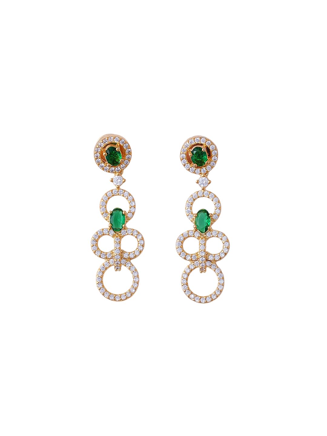 KAYRAH Gold Plated Green Stone Necklace Set for Women with Matching Earrings with Matching Earrings