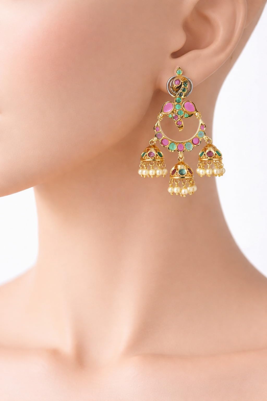 Gold Plated Multicolor Jhumka Earrings for Women Stylish | Traditional Fashion Jewellery Earrings for Girls | Elegant Earrings Gift for Women