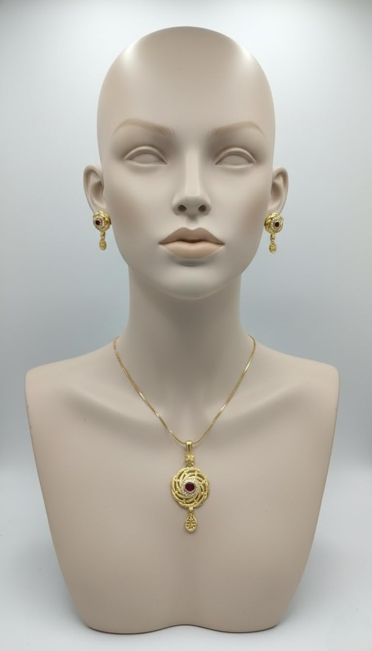 KAYRAH Gold Plated Traditional Necklace Set for Women with Matching Earrings with Matching Earrings