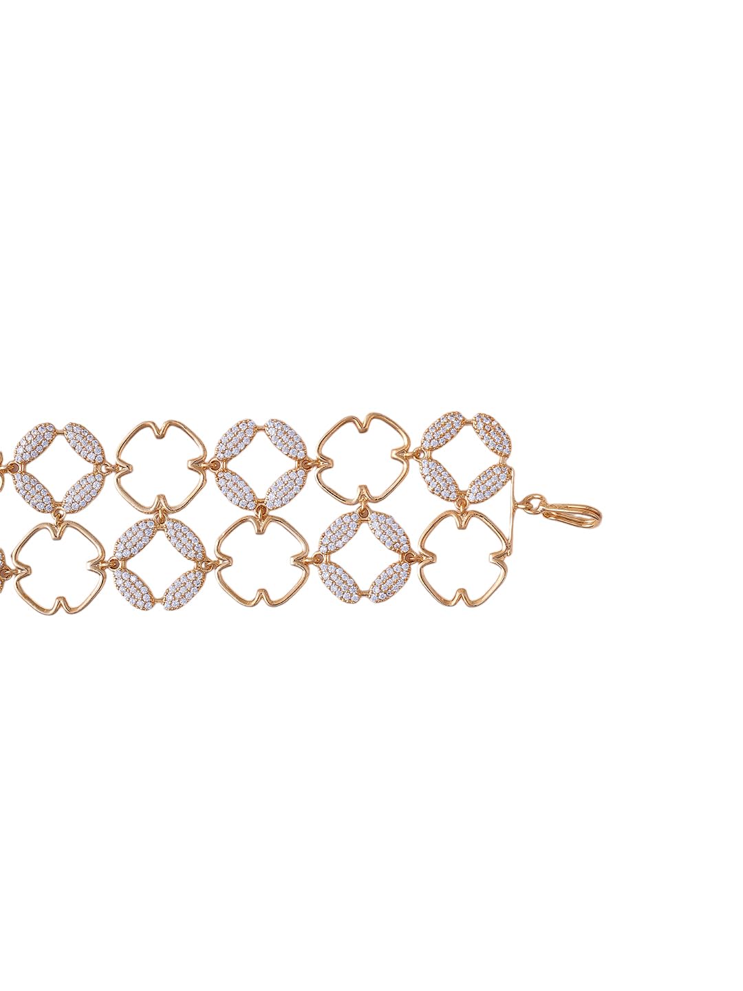 KAYRAH Gold Plated Clover Crystal Bracelet for Women Stylish Fashion Jewellery