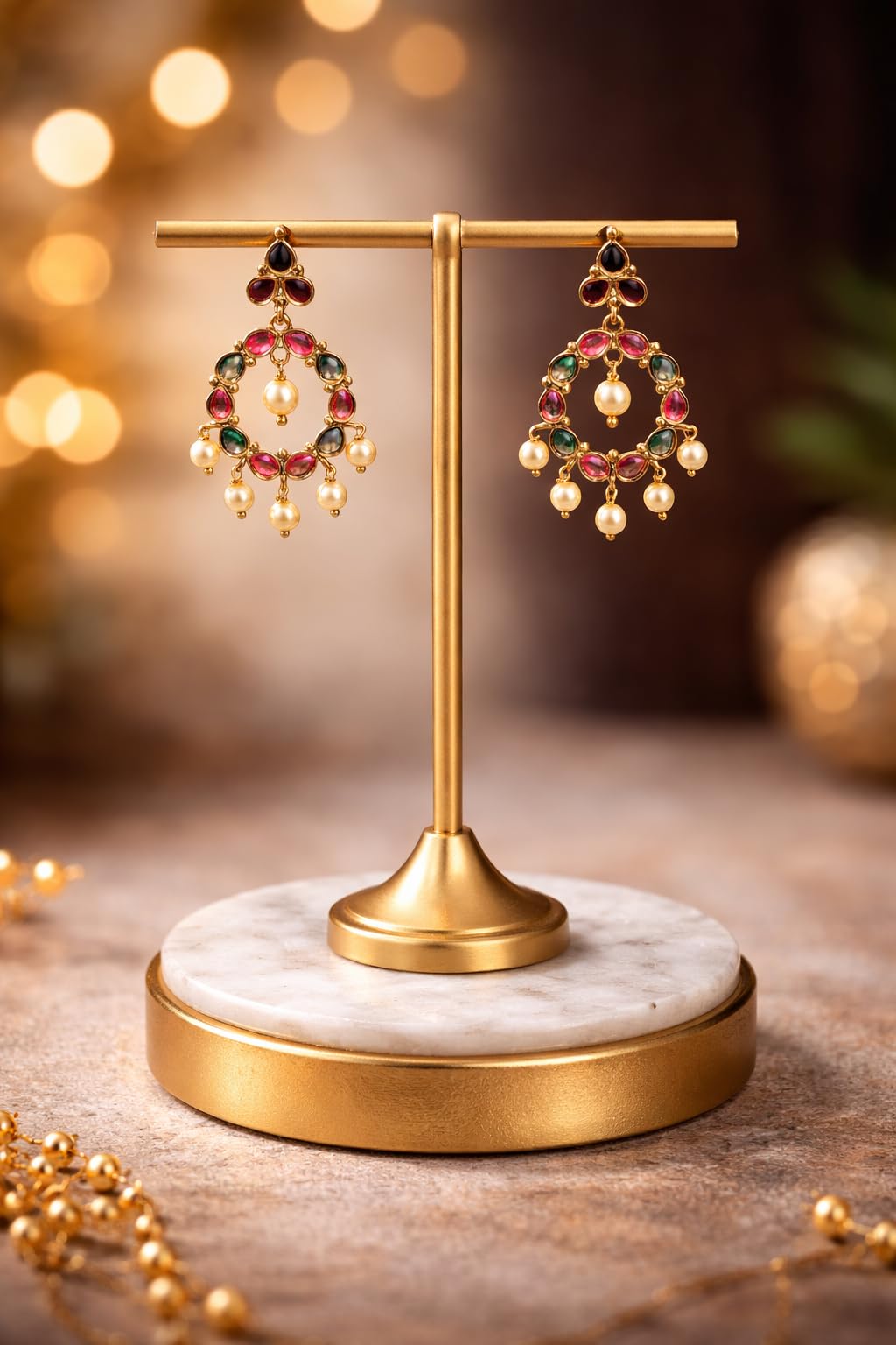 Gold Plated Multicolor Stone Earrings for Women Stylish | Traditional Fashion Jewellery Earrings for Girls | Elegant Earrings Gift for Women