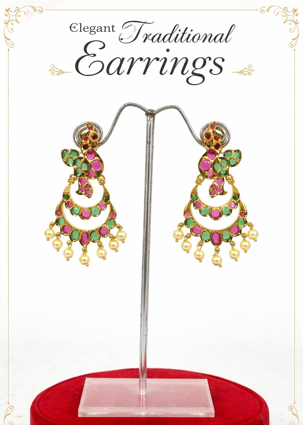 Gold Plated Multicolor Stone Drop Earrings for Women Stylish | Traditional Fashion Jewellery Earrings for Girls | Elegant Earrings Gift for Women