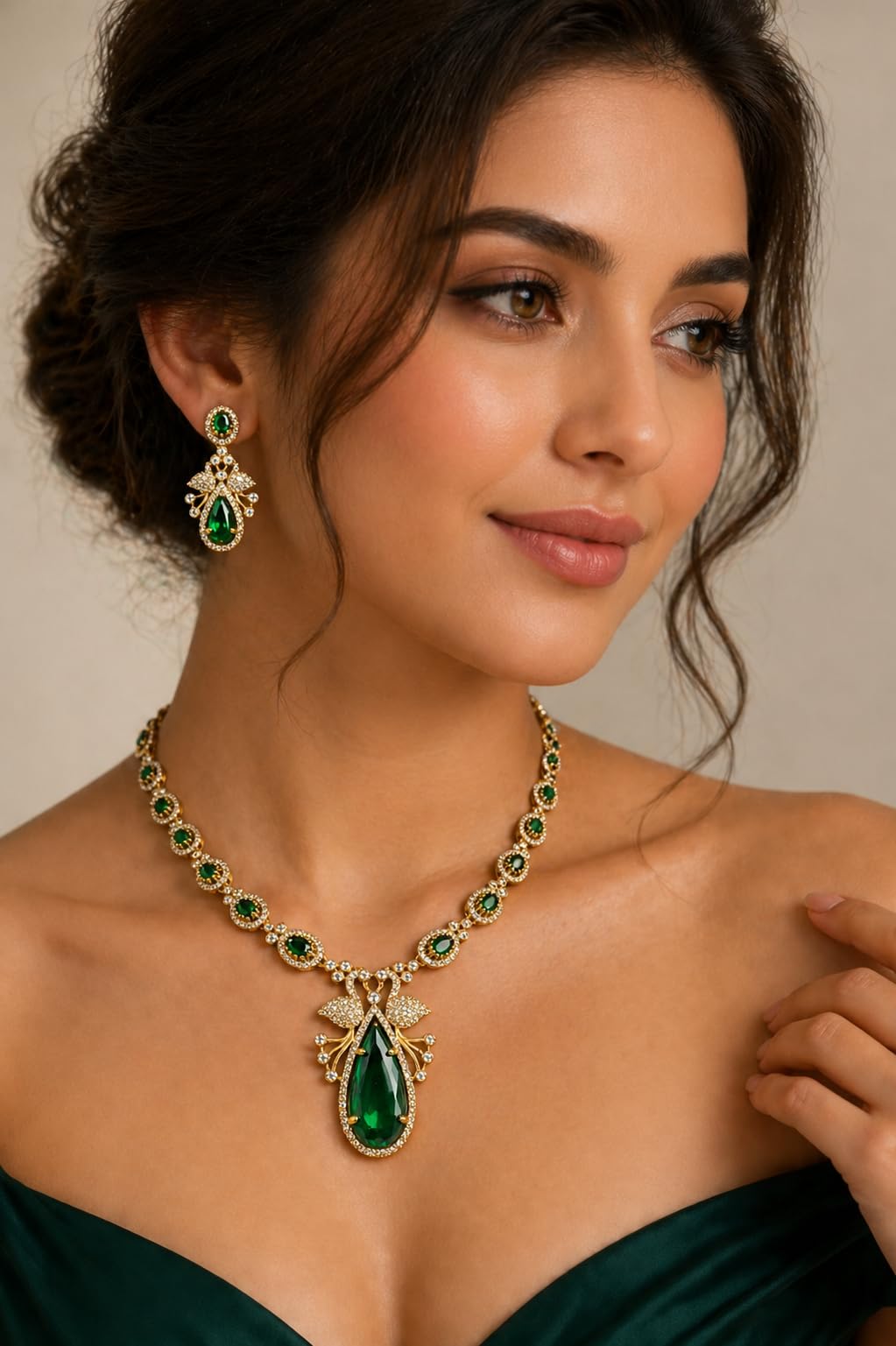 KAYRAH Gold Plated Temple Jewellery Necklace Set with Lakshmi Pendant and Jhumka Earrings, Traditional South Indian Bridal with Matching Earrings with Matching Earrings
