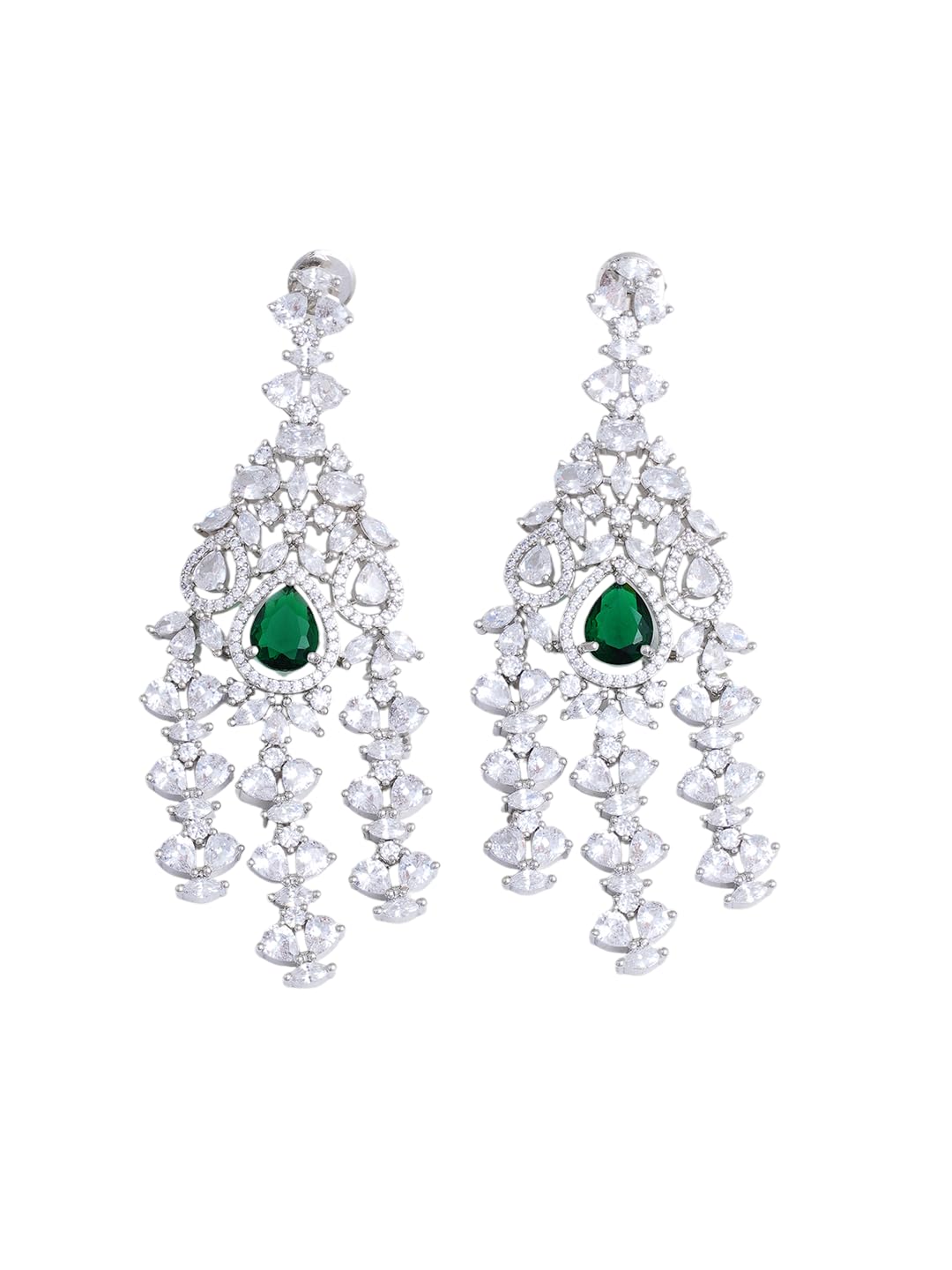 KAYRAH Women Brass Material Crafted CZ Stone Studed Necklace with Earrings with Matching Earrings with Matching Earrings