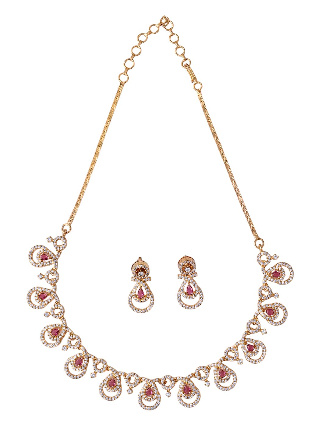 KAYRAH Gold Plated Green Stone Pendant Necklace Set for Women with Matching Earrings with Matching Earrings