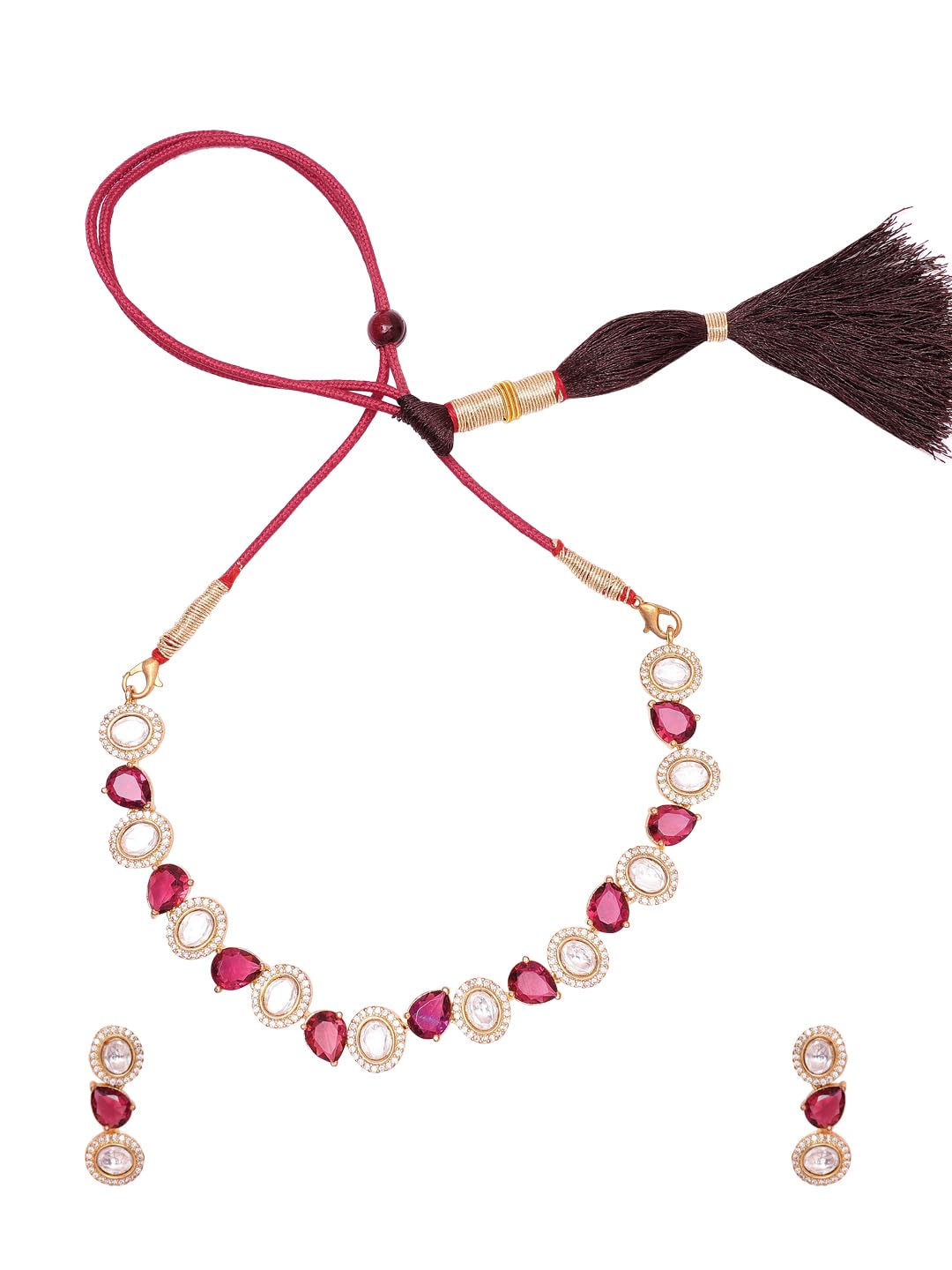 KAYRAH Gold Plated Heart Necklace Set for Women with Matching Earrings with Matching Earrings