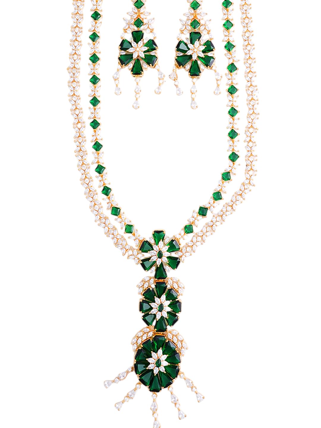 KAYRAH Gold Plated Red Stone Bridal Necklace Set for Women with Matching Earrings with Matching Earrings