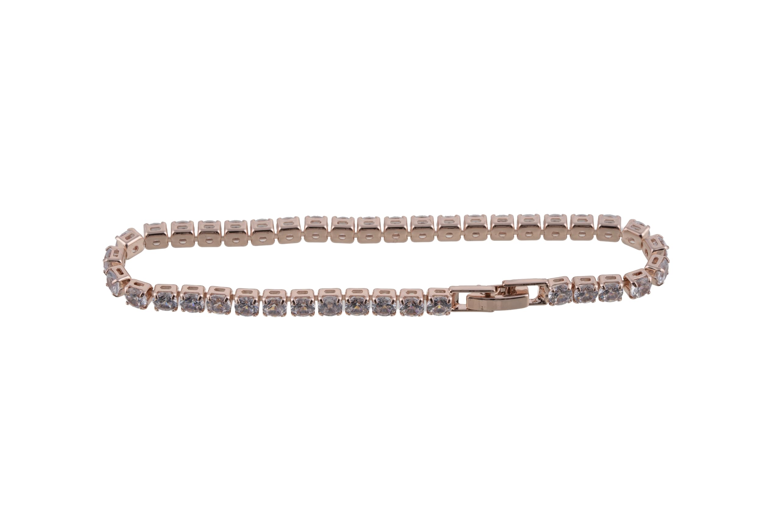 KAYRAH Rose Gold Toned Crystal Tennis Bracelet for Women