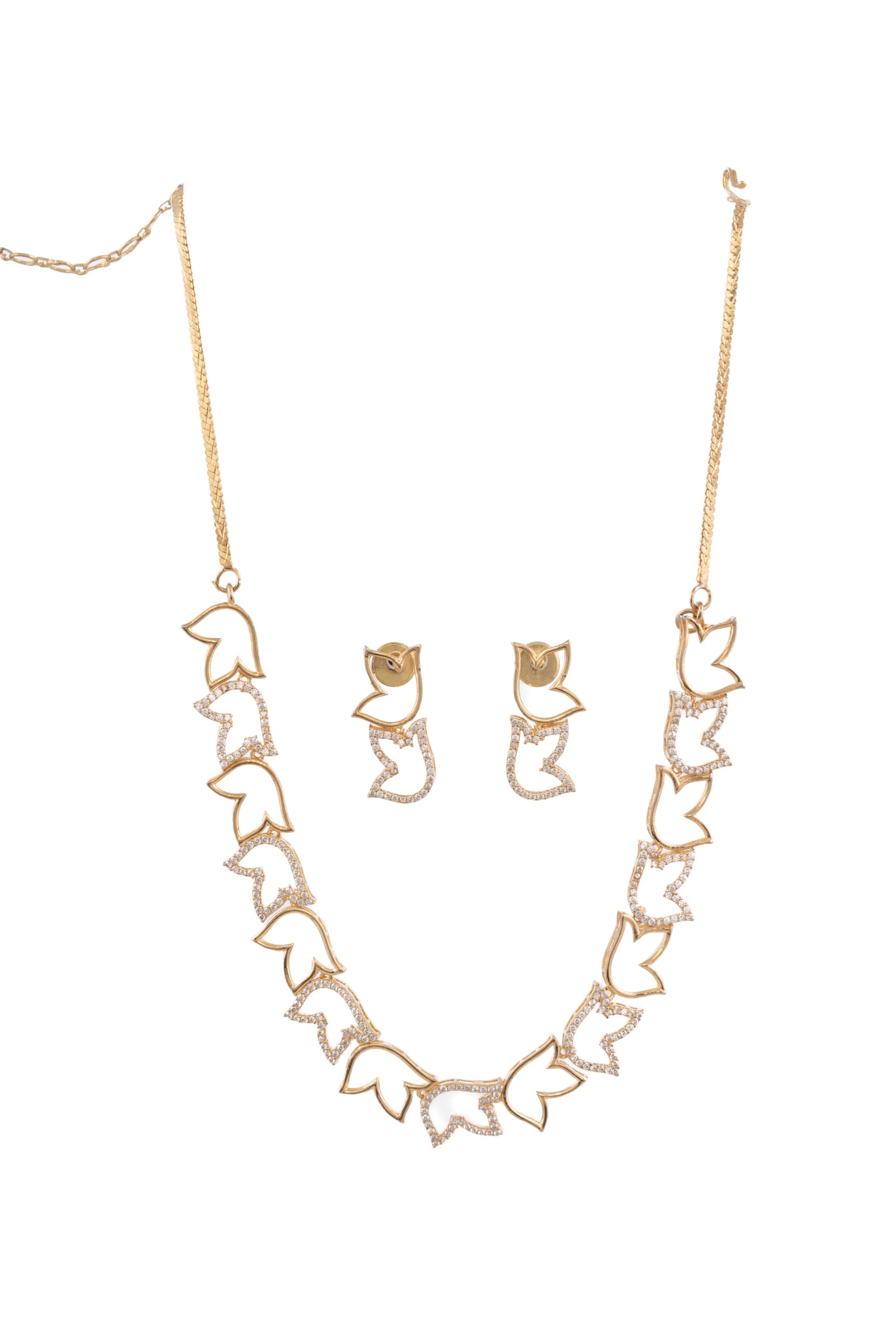KAYRAH Gold Plated Green Stone Necklace Set for Women with Matching Earrings with Matching Earrings