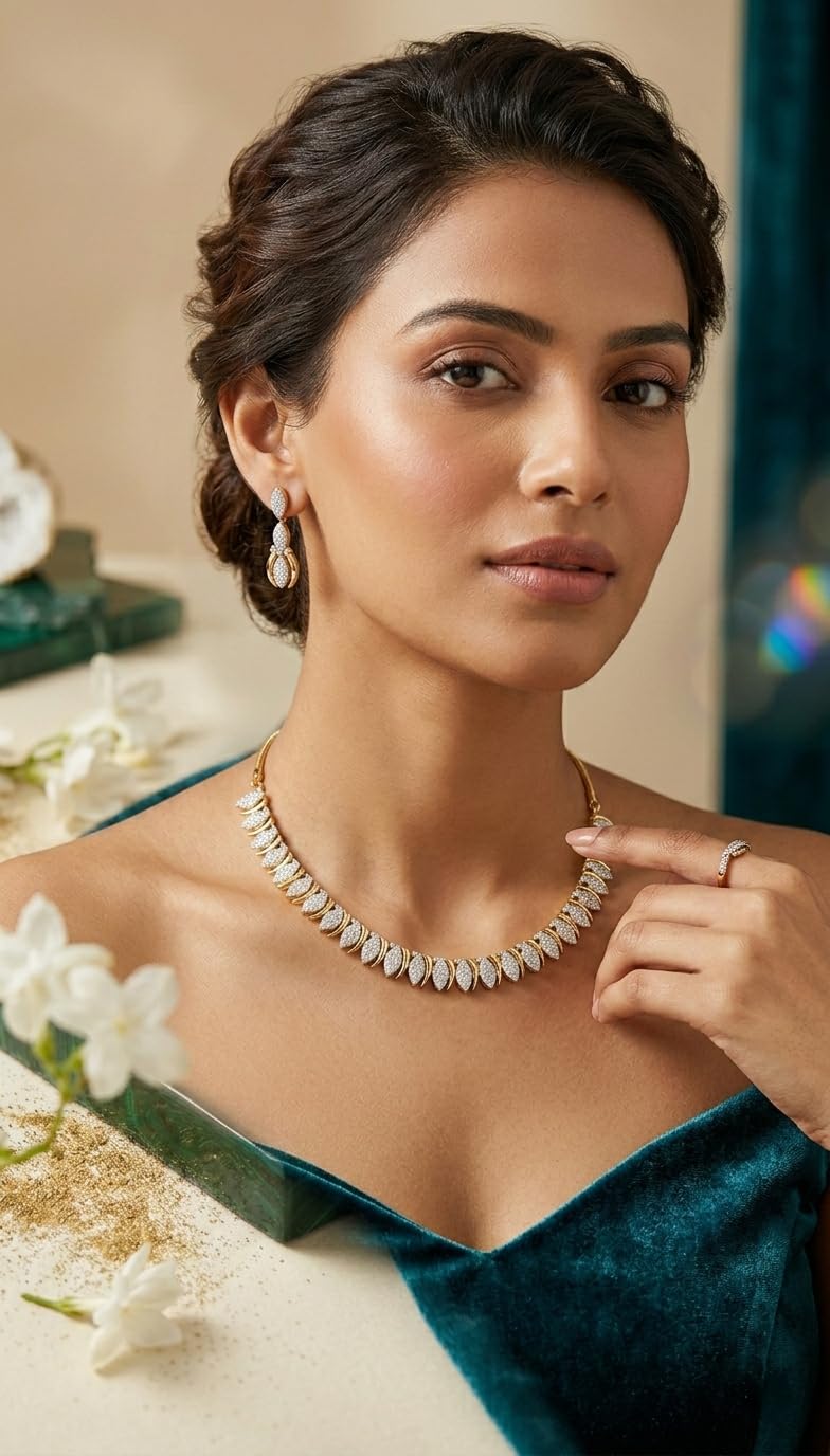 KAYRAH Gold Plated Multicolor Necklace Set for Women with Matching Earrings with Matching Earrings