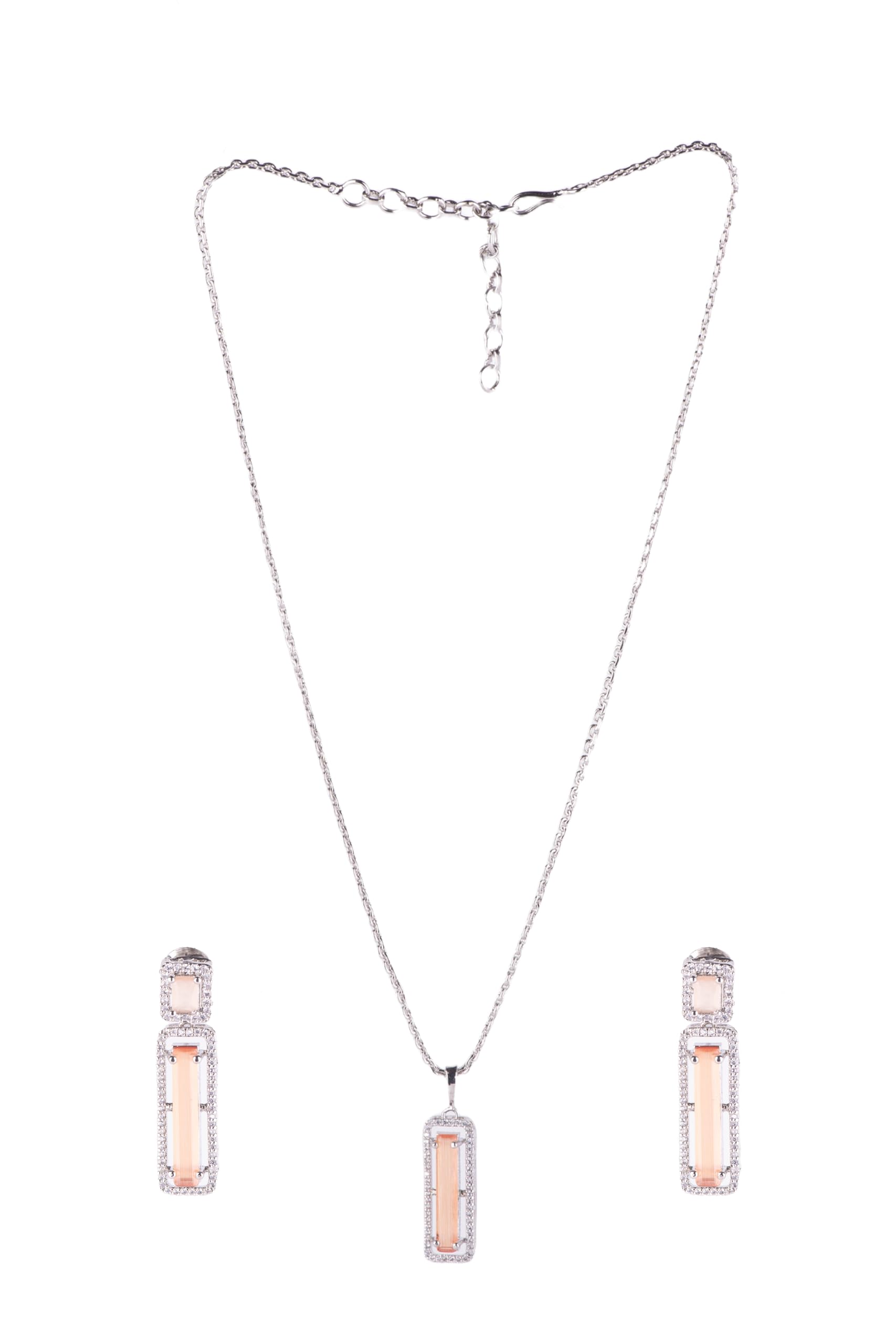 KAYRAH Women Green Brass Material Crafted CZ Stone Studed Necklace with Earrings with Matching Earrings with Matching Earrings