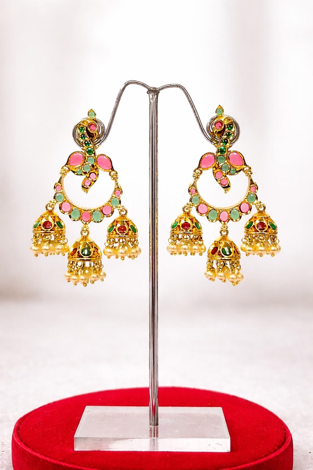Gold Plated Multicolor Jhumka Earrings for Women Stylish | Traditional Fashion Jewellery Earrings for Girls | Elegant Earrings Gift for Women