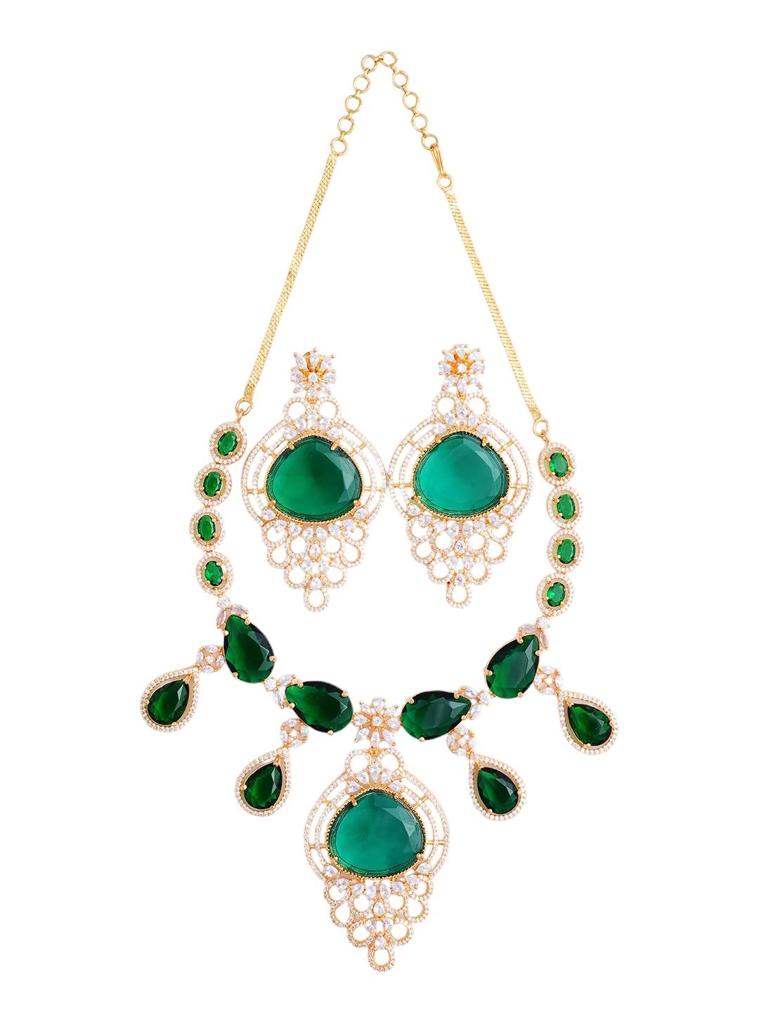 KAYRAH Gold Plated Red Stone Bridal Necklace Set for Women with Matching Earrings with Matching Earrings
