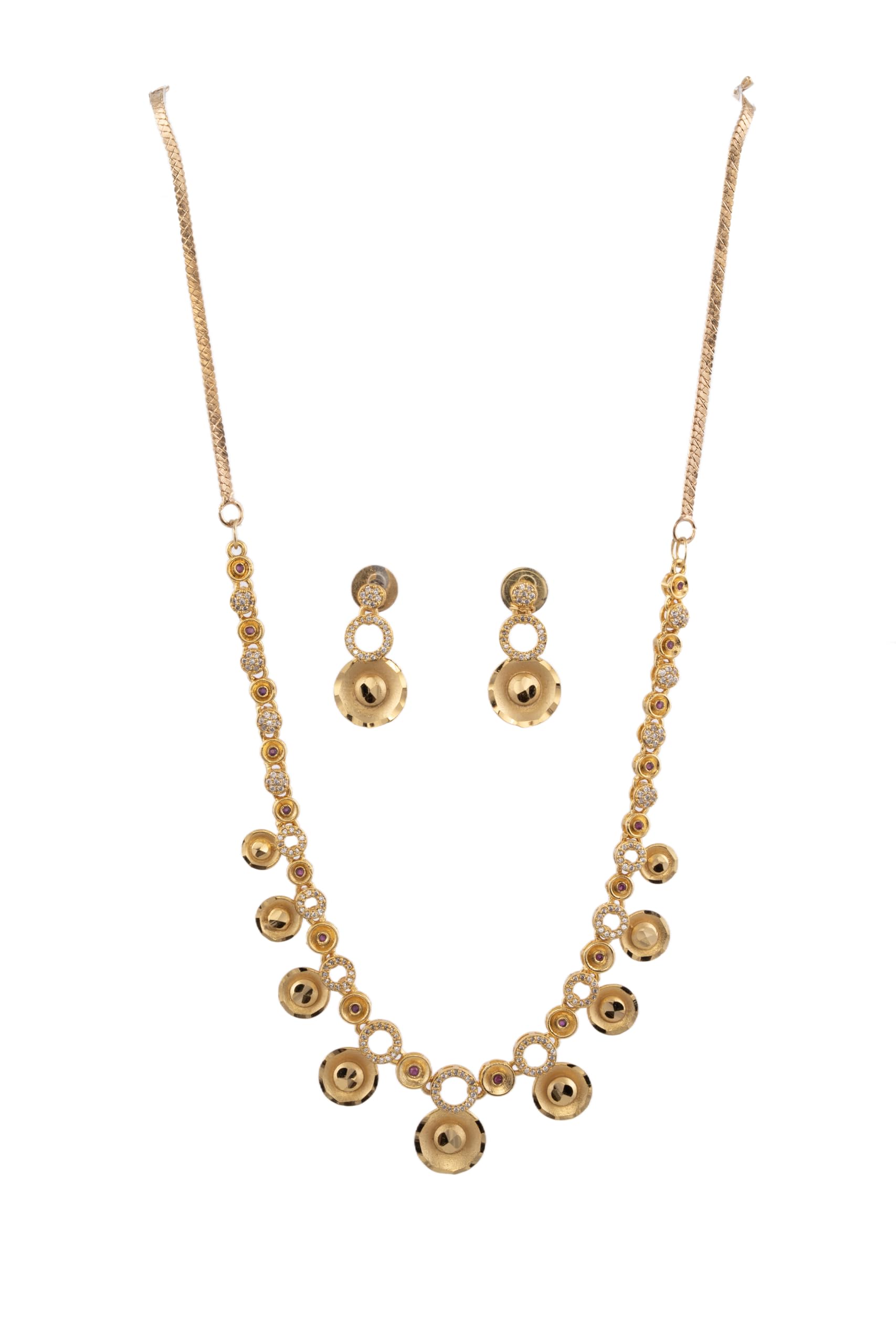 KAYRAH Gold Plated Traditional Necklace Set for Women with Matching Earrings with Matching Earrings