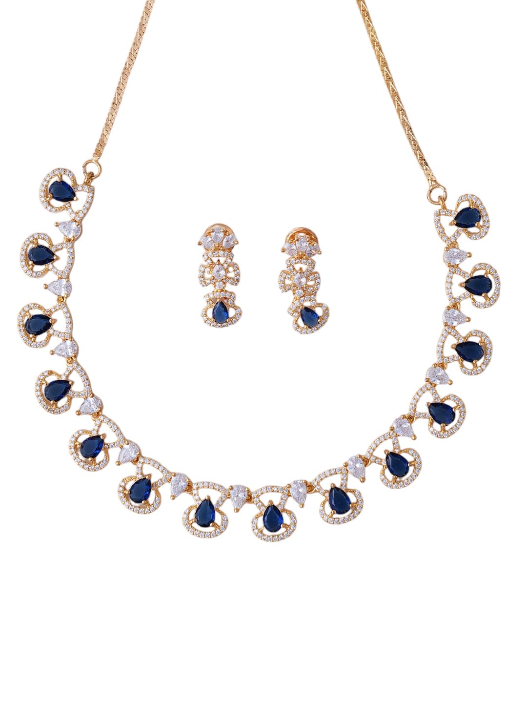 KAYRAH Gold Plated Green Stone Necklace Set for Women Stylish with Matching Earrings with Matching Earrings