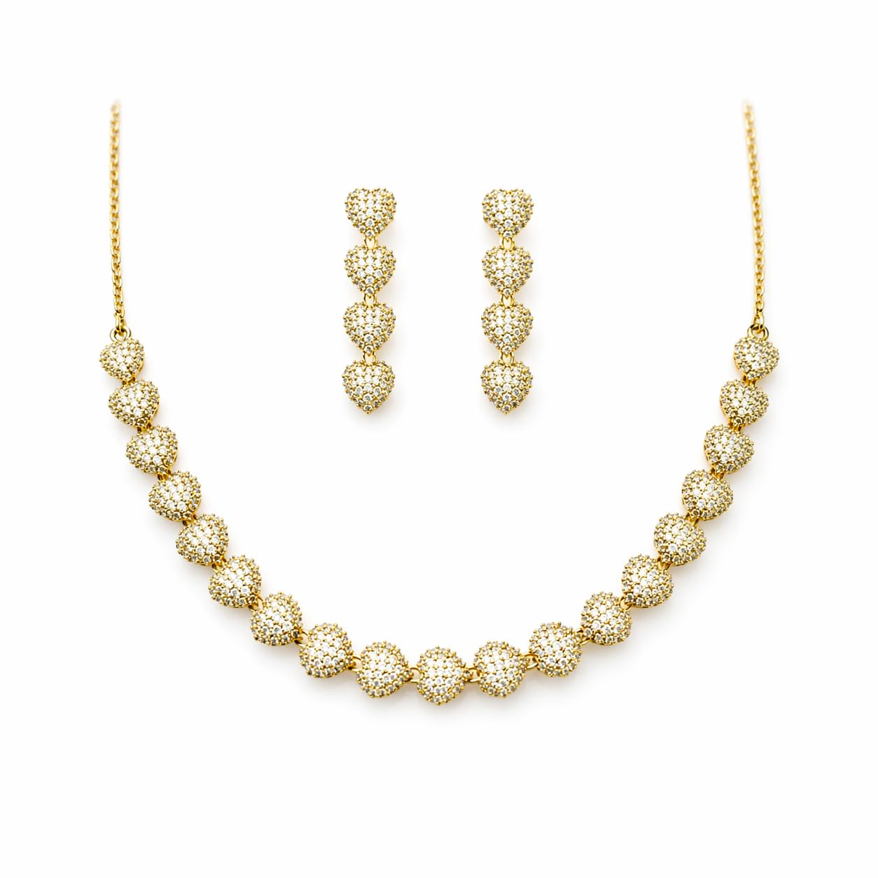 KAYRAH Gold Plated Necklace Set with Ruby Red Stones & American Diamond, Drop Earrings, Fashion Jewellery for Women with Matching Earrings with Matching Earrings