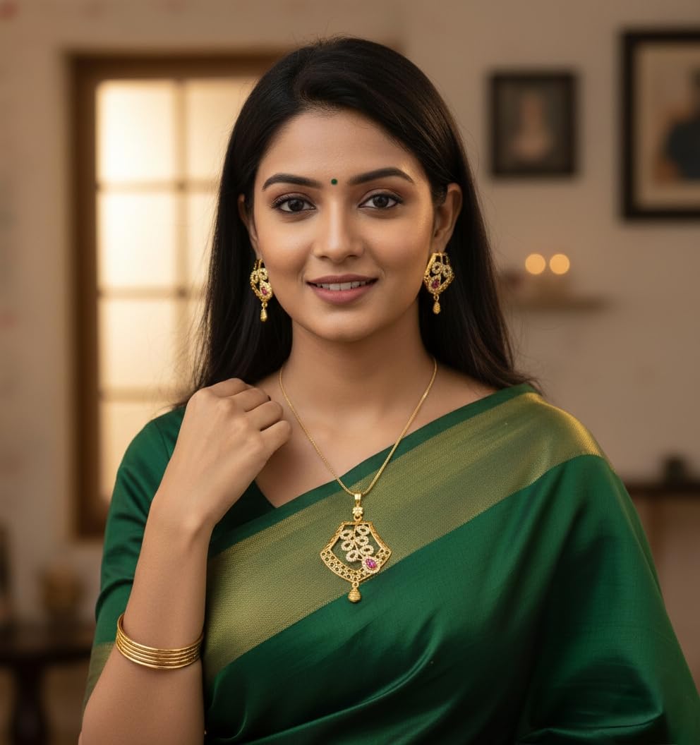 KAYRAH Gold Plated Necklace Set for Women Stylish with Matching Earrings with Matching Earrings