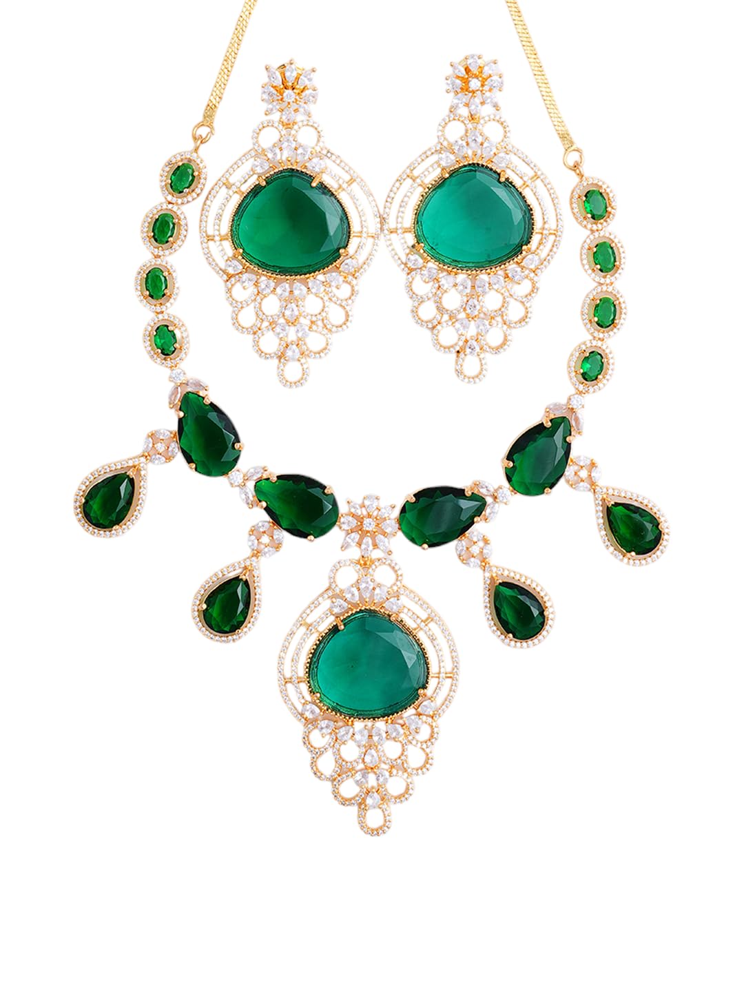 KAYRAH Gold Plated Red Stone Bridal Necklace Set for Women with Matching Earrings with Matching Earrings