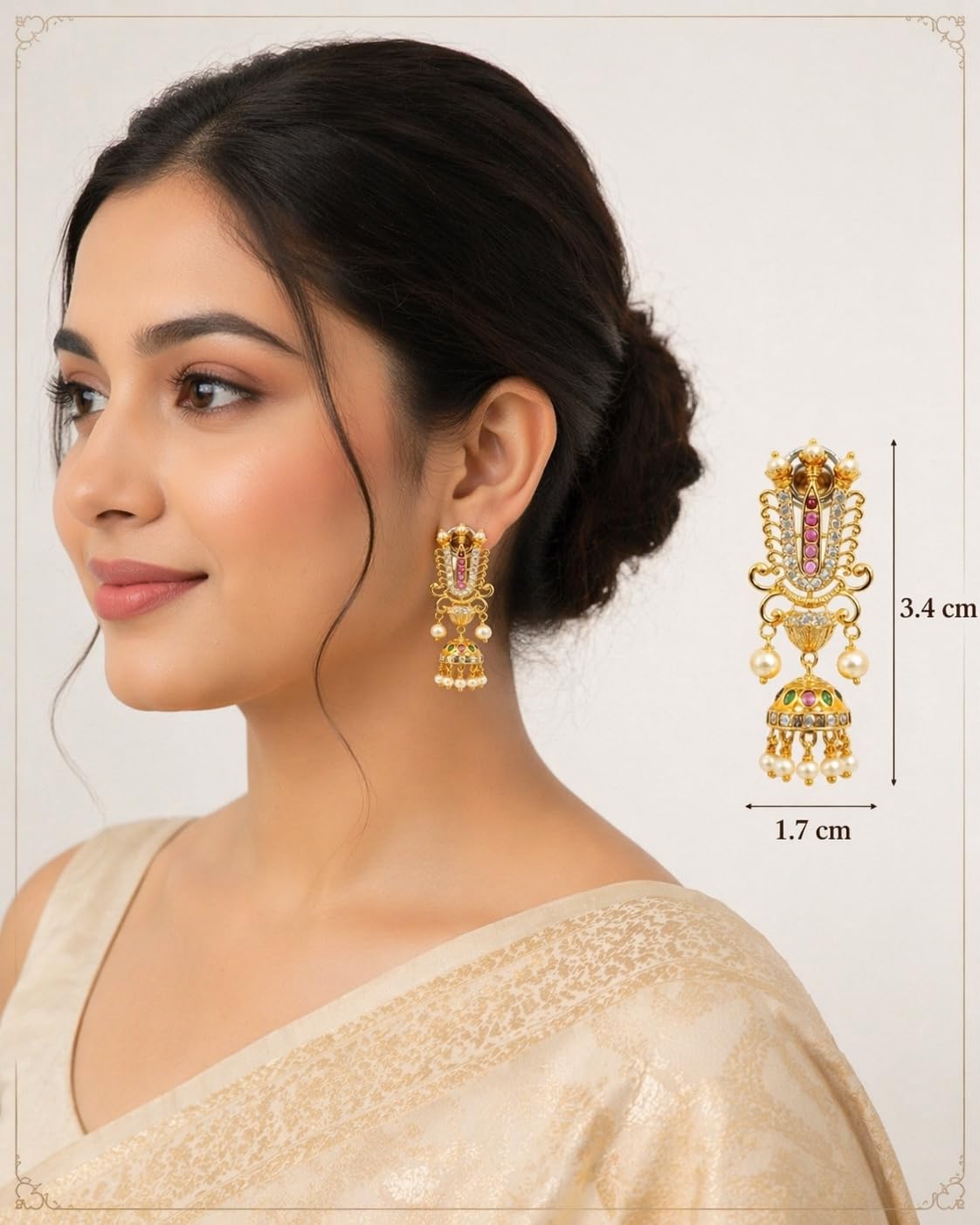 Gold Plated Traditional Jhumka Earrings for Women Stylish | Temple Fashion Jewellery Earrings for Girls | Elegant Earrings Gift for Women