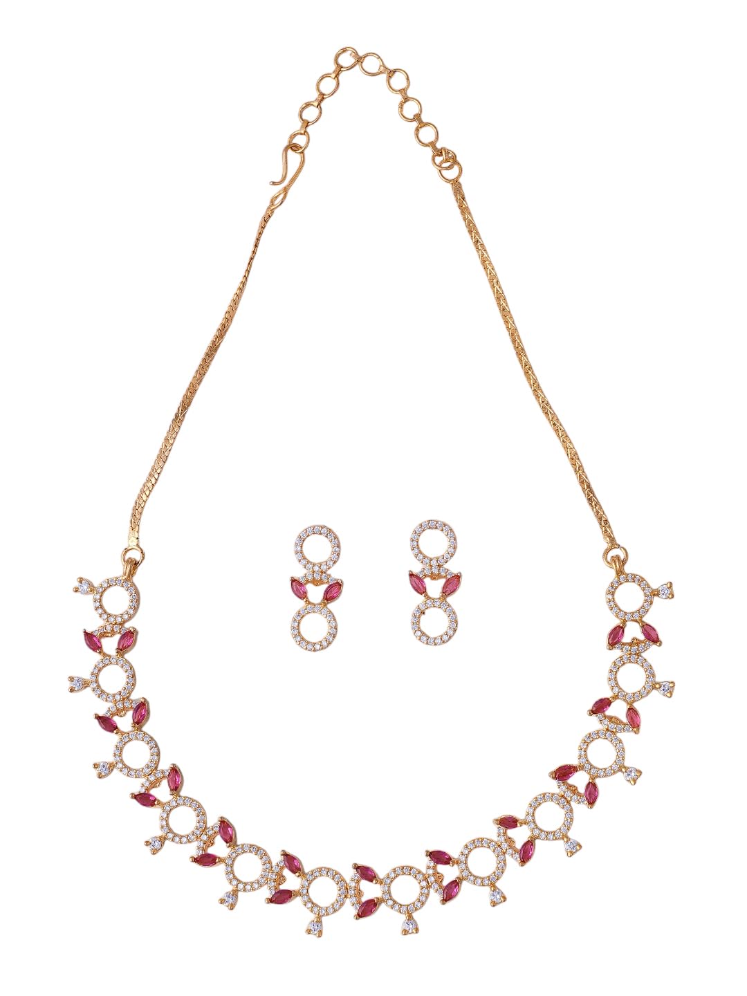 KAYRAH Gold Plated Blue Stone Necklace Set for Women Stylish with Matching Earrings with Matching Earrings