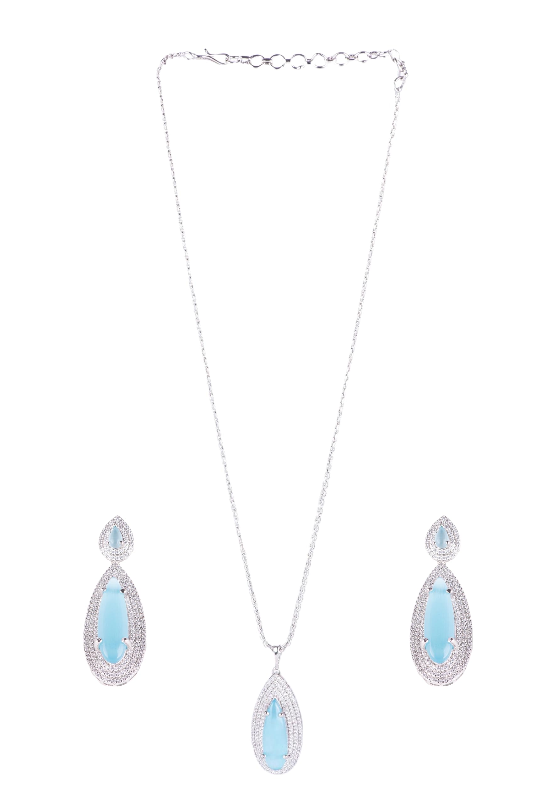 KAYRAH High-polished Brass CZ Stone Pendant Necklace, Stud Earrings and Ring Set for Women and Girls with Matching Earrings with Matching Earrings