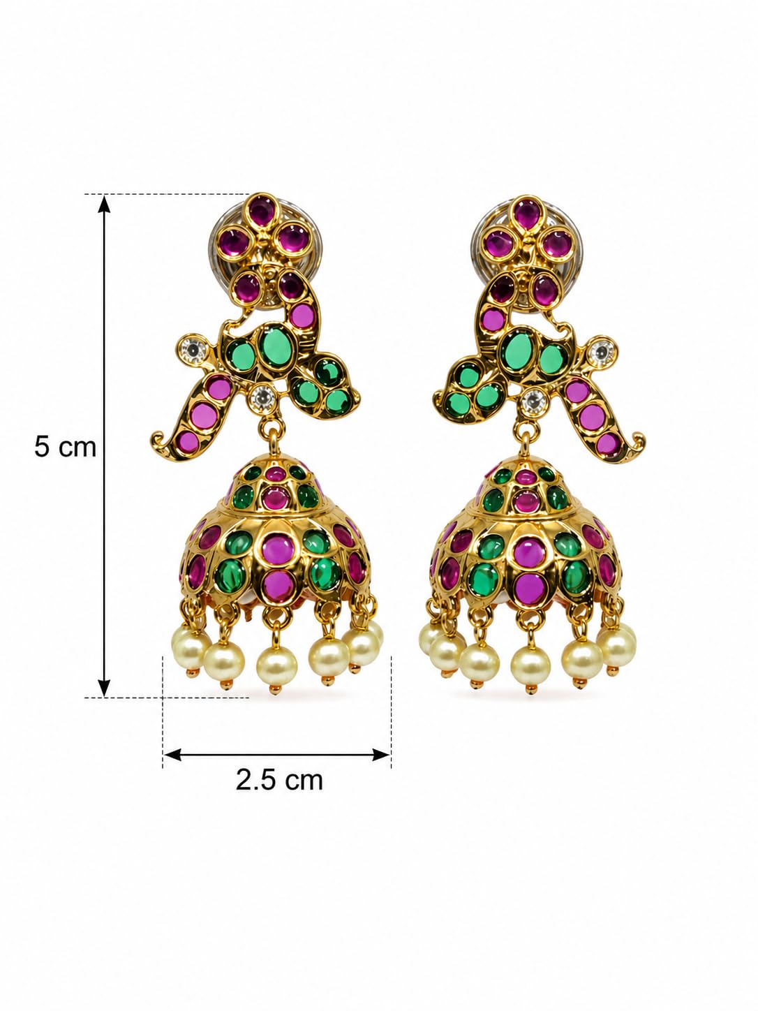 Gold Plated Multicolor Stone Jhumka Earrings for Women Stylish | Traditional Fashion Jewellery Earrings for Girls | Elegant Earrings Gift for Women