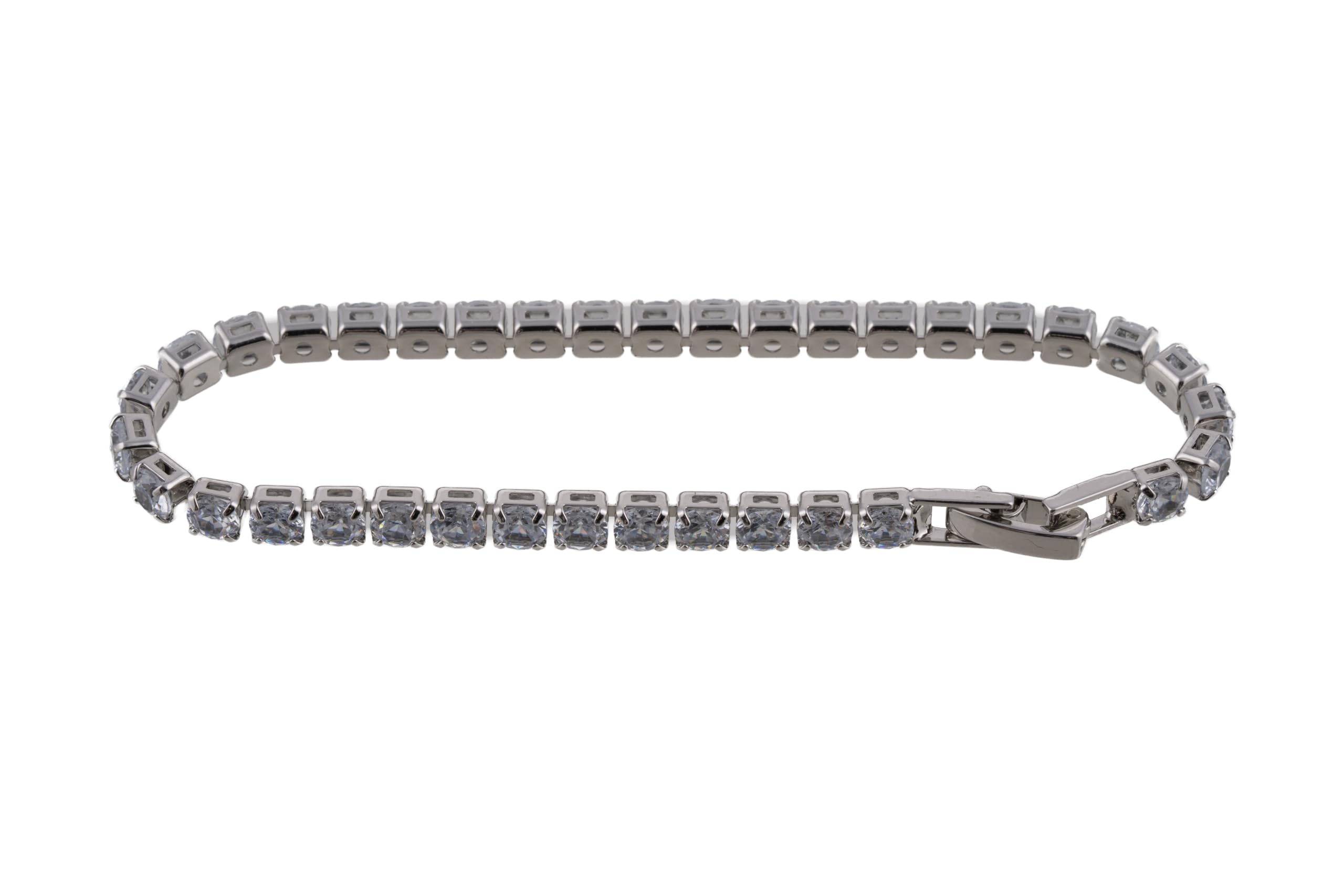 KAYRAH Silver Toned Classic Crystal Tennis Bracelet for Women