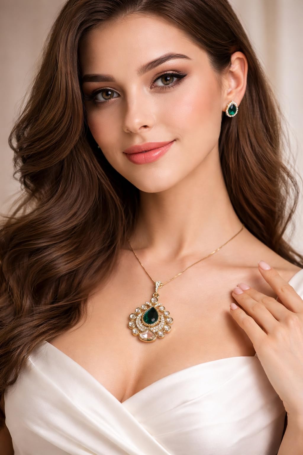 KAYRAH Gold Plated Elephant Design Necklace Set with Pearl Drop Earrings, American Diamond, Brass, Ethnic Style, for Wedding & Festive with Matching Earrings with Matching Earrings