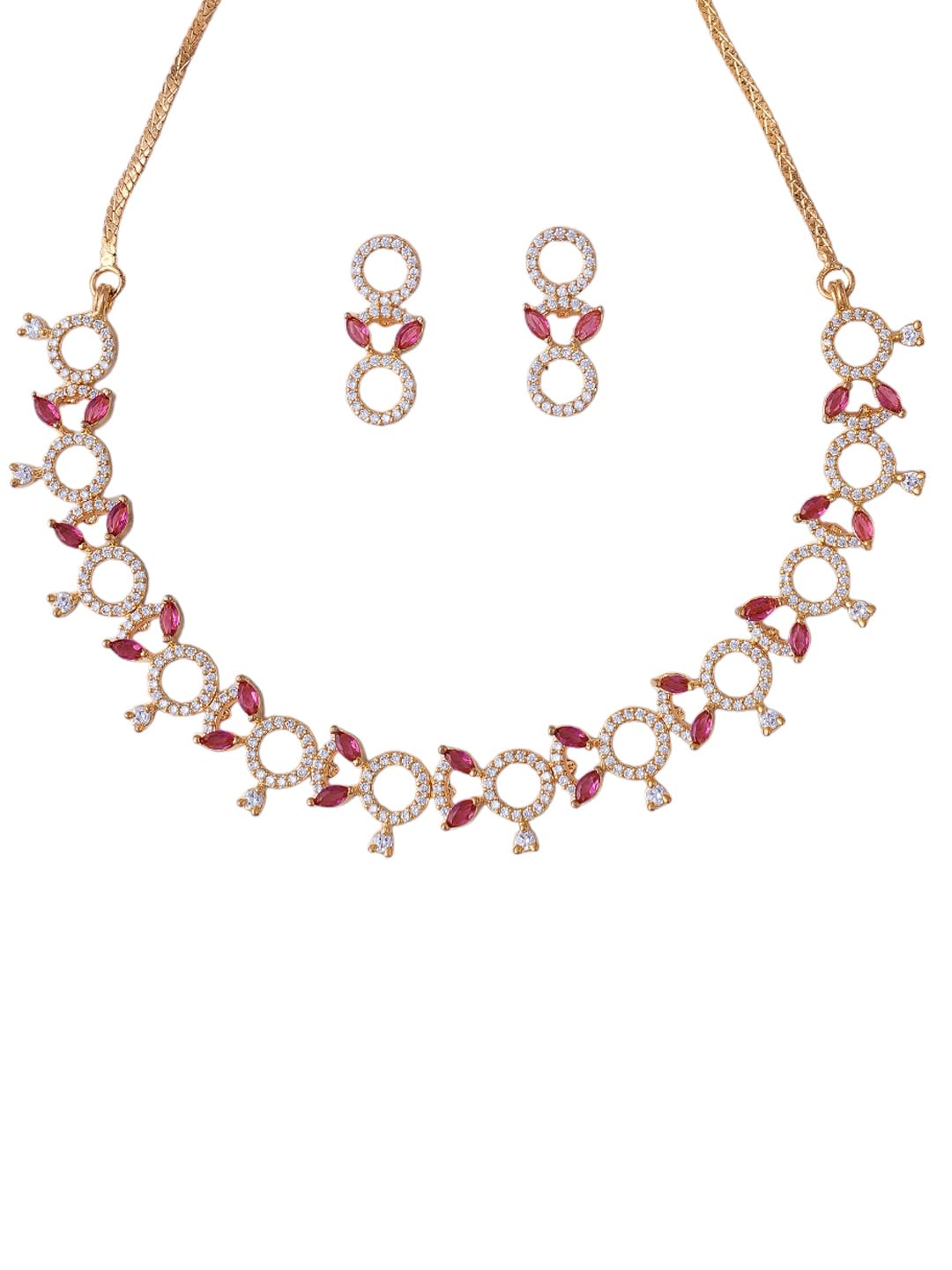 KAYRAH Gold Plated Blue Stone Necklace Set for Women Stylish with Matching Earrings with Matching Earrings