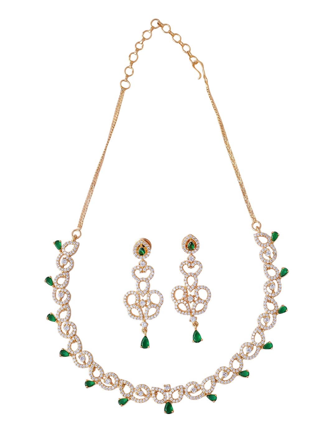 KAYRAH Gold Plated Pink Stone Necklace Set for Women with Matching Earrings with Matching Earrings