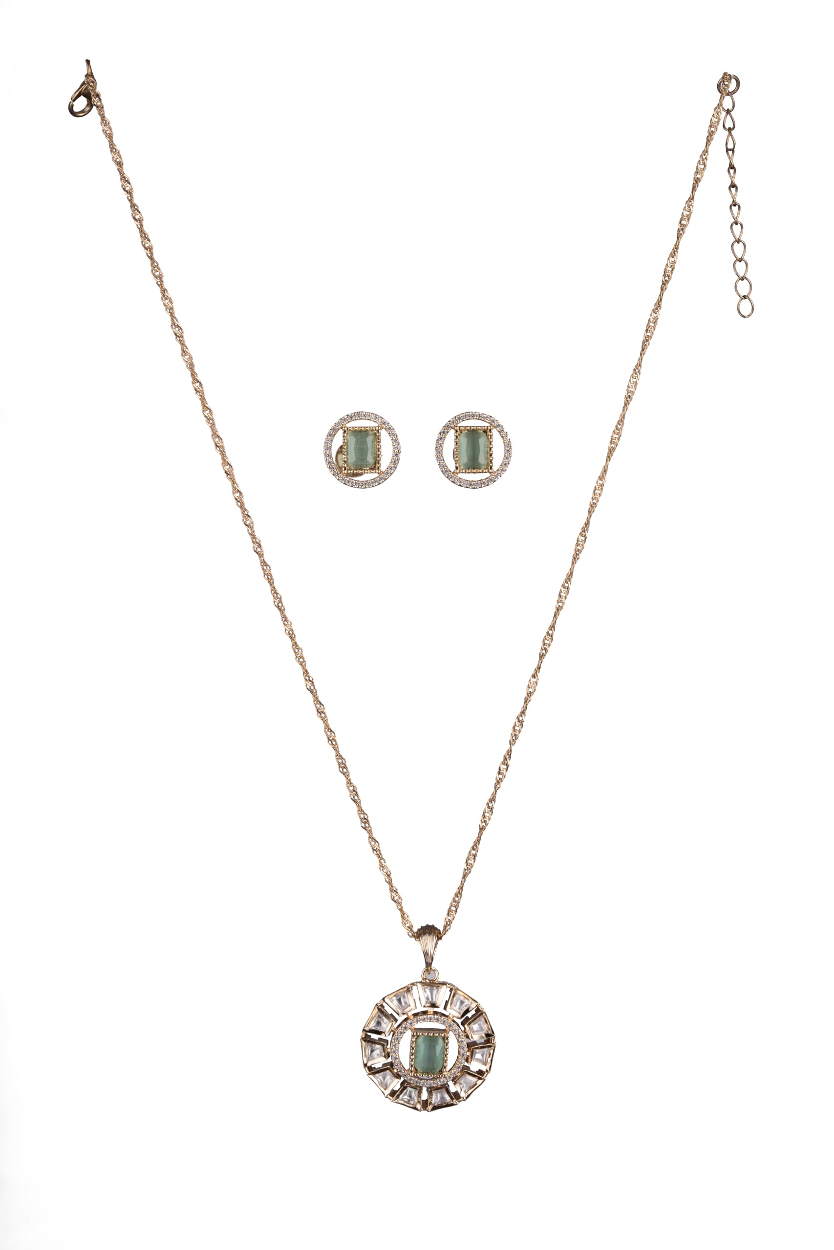 KAYRAH Women Red Brass Material Crafted Kundan Stone Studed Necklace with Earrings with Matching Earrings with Matching Earrings