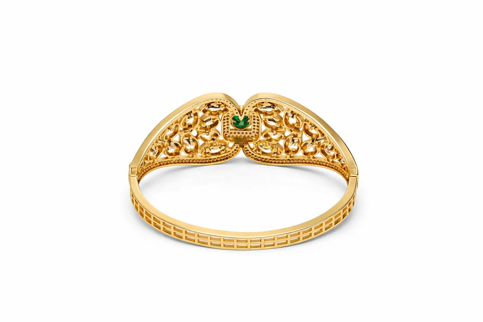 KAYRAH Gold Plated Green Stone Leaf Design Bracelet for Women