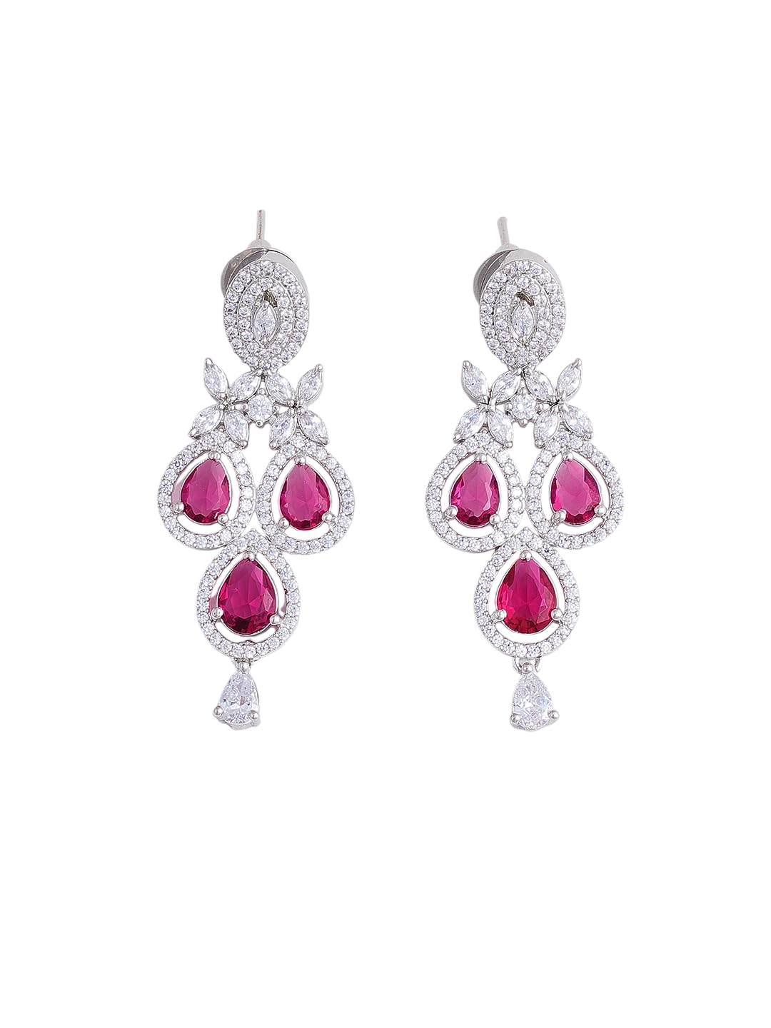 KAYRAH Women Brass Material Crafted CZ Stone Studed Necklace with Earrings with Matching Earrings with Matching Earrings
