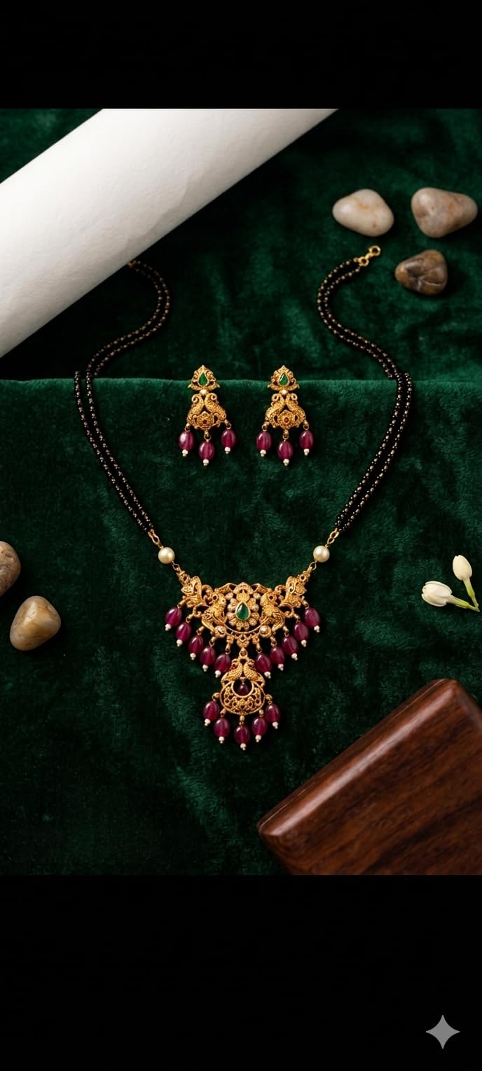 KAYRAH Gold Plated Jewellery Set with Green Cubic Zirconia, Teardrop Pendant Necklace and Earrings, Fashion Style, High Polish with Matching Earrings with Matching Earrings