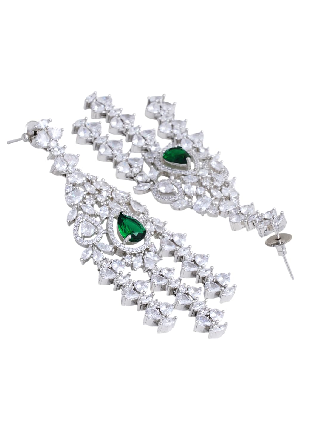 KAYRAH Women Brass Material Crafted CZ Stone Studed Necklace with Earrings with Matching Earrings with Matching Earrings