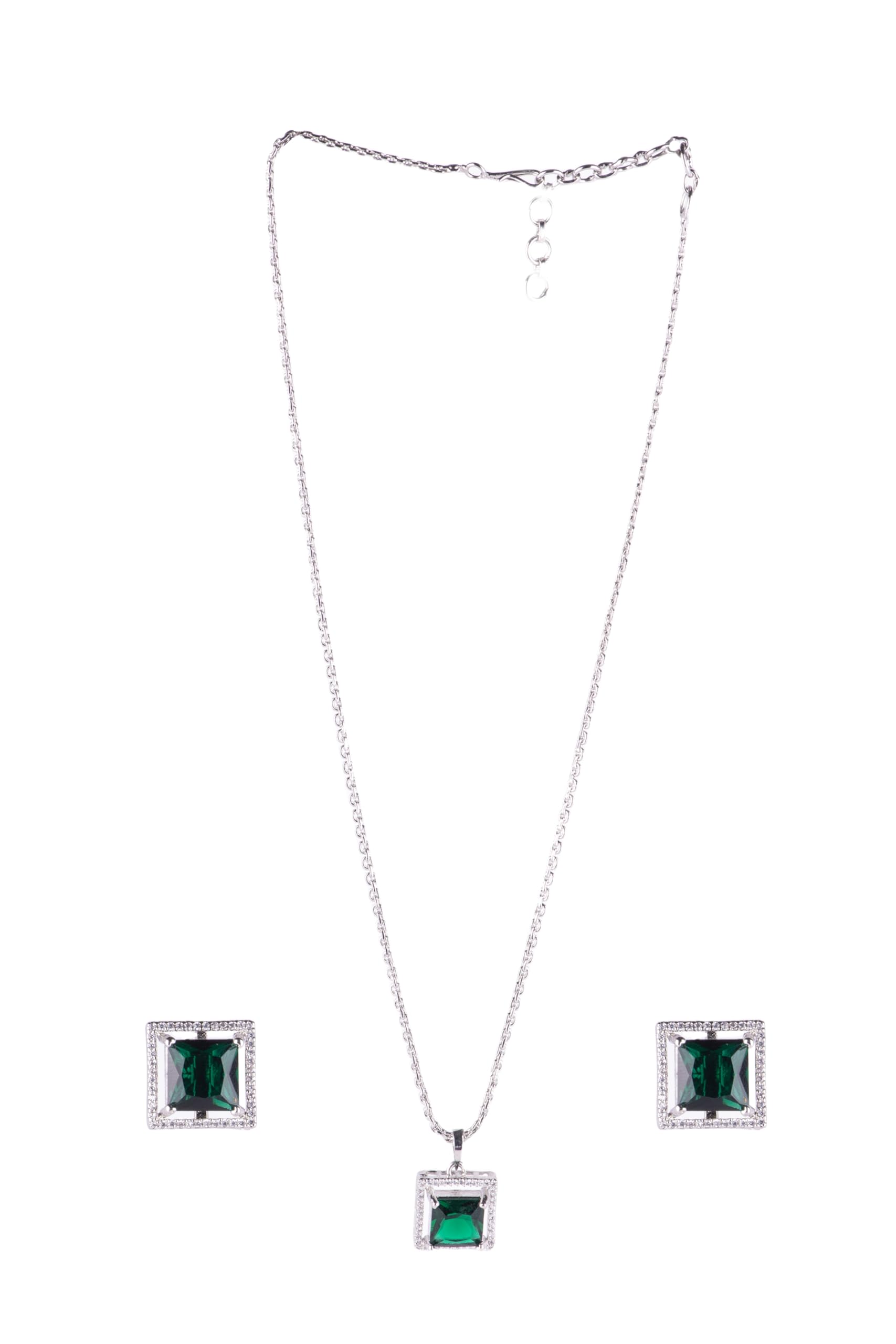 KAYRAH High-polished Brass CZ Stone Pendant Necklace, Stud Earrings and Ring Set for Women and Girls with Matching Earrings with Matching Earrings